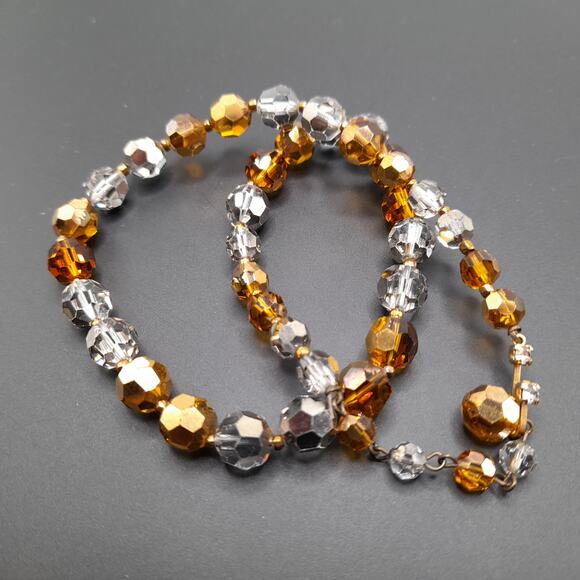 Vintage Marvella Crystal Necklace, Topaz Silver Beads 8mm, 16 1/2 Inches, 1950s - Picture 9 of 12